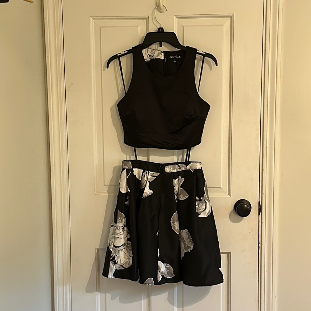 Black and white two piece dress